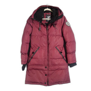 NOIZE Outerwear Womens Small Vegan Puffer Jacket Red Long Winter Coat SKI SNOW